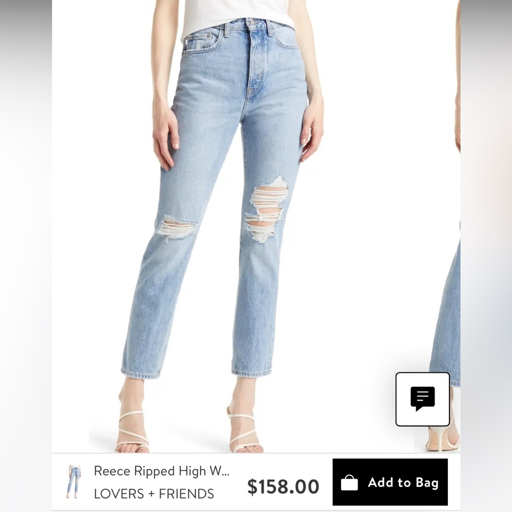 LOVERS + FRIENDS LF Reece Ripped High Rise Boyfriend Slim Straight Denim Jean